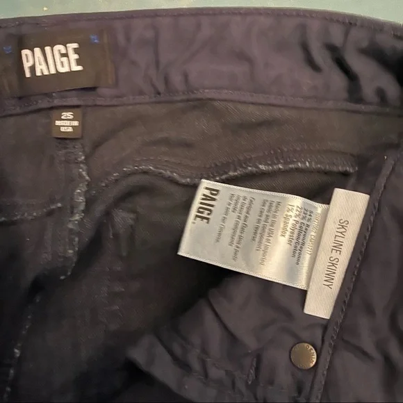 Paige Dark Wash Skyline Skinny Denim Jeans - Picture 3 of 6